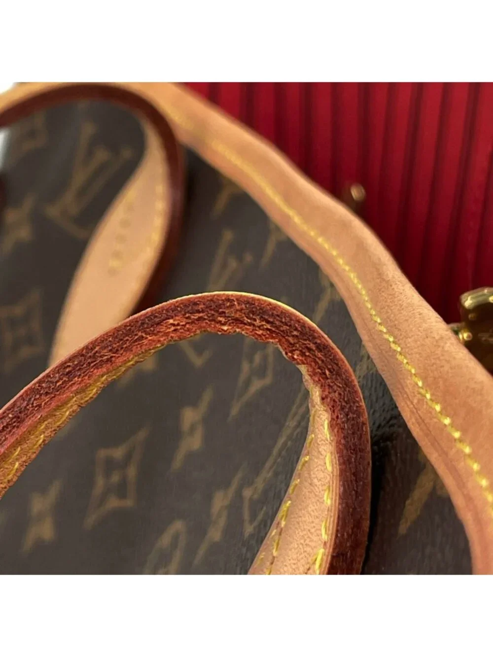 Louis Vuitton Neverfull MM Tote Monogram Brown Cerise